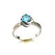 Sterling Silver Engagement Ring with 6mm Blue Topaz Cubic Zirconia(F84)