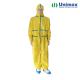 Cat III Type 3B/4B/5B/6B Disposable Yellow Coverall With Blue Tape