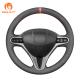 Hand Sewing Black Suede Steering Wheel Cover for Honda Fit City Jazz Insight 2009 2010 2011 2012 2013 2014