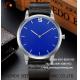wholesale customization Pu watch Blue  Round dial  alloy case  quartz watch fashion watch concise style  elegant style
