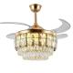 52 Retractable Chandelier Folding Ceiling Fan With Light Gold