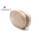 Oval Shape Custom Leather Cosmetic Bag Simple Fashion Design With Metal Zipper