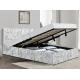 Crushed Velvet Gas Lift Bed Frame Silver Double Size For Bedroom