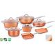 Eco-freindly Aluminum 7pcs Forged-die casting copper ceramic coating cookware set with firm stainless steel