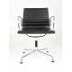 Black Durable Genuine Leather Office Chair With 4 Legs Chromed Aluminum Base