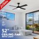 LED Lighting Ceiling Fan with 6 Speeds Remote Control and MDF Blades Noise ≤30dB