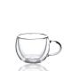 OEM High Borosilicate Handle Heat Resistant Double Wall Clear Coffee Glass