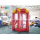 Red Custom Inflatable Products / PVC Tarpaulin Cube Inflatable Money Booth With 2 Air Blowers