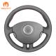 Custom Best Price Black Leather Hand Sewing Steering Wheel Cover For Renault Clio 3 2005 2006 2007 2008 2009 2010 2011 2012
