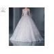 Off The Shoulder Ball Gown Wedding Dress Beaded Belt Long Sleeve Lace Tail