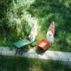 Recycled Small Metal Garden Ornaments Gnome Pushing The Cart With Planter