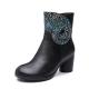 S188 Manufacturers hand-painted three-dimensional flower leather autumn and winter new style women's boots high-heeled m
