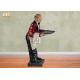 145cm Height Antique Polyresin Statue Figurine Resin Butler Holding A Plastic Tray