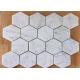 3 Hexagon Mosaic Tile , White Stone Mosaic Floor Tile For Bath Floor