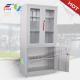 metal storage cupboard FYD-W012:H1850XW900XD400mm, KD,glass and steel swing door