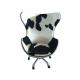 Vintage Style Aviator Chair Aluminum Cowhide Office Egg Chair - Swivel - Casters