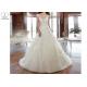 Sleeveless Long Tail Bridal Gown , Ivory Lace Wedding Dress Back Bandage Style