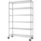 Easy Cleaning Commercial Wire Shelving 6 Tier Standing Organizer With Wheels