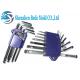 Plated Hand Tool Hexagon Key Wrench Set 9pc Standard 58~61° Hardness