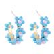 Enamel C Hoop Turquoise Flower Earrings Open Circle For Young Girls
