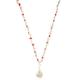 Spring Handmade Beaded Chain Necklace With Multicolor Stone Beads Shell Pendant