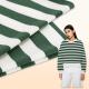 Elastic Lycra Striped Cotton Fabric Twill Green And White Stretch Material