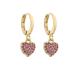 Micro Insert 18k Gold Plated Jewelry Earrings Full Rhinestone Gold Heart Hoop