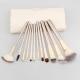 2016 best sells 12pcs cosmetic brush set silver nylon hair with PU bag