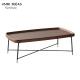 Industrial Wooden Rectangular Coffee Side Table Set Walnut Color