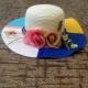 Hand Printing Summer Floppy Straw Beach Hat Flower Decoratiaon Available 50cm - 62cm