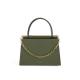 Hit Color Green Leather Briefcase 24cm Triangle Shaped Handbags