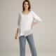 Summer Striped Casual Linen Clothing Off White Linen Pullover Shirt Female OEM