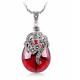 Thai 925 Silver Pendant Necklace with Red Agate Marcasite(JX467RED)