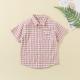 High quality clothing boys plain tops design children shirts Preppy Style cotton fabric short sleeves plaid shirt