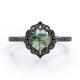 Botanical Design - 0.5 Carat  Pear Cut Druzy Scenic Moss Green  Agate - 4 Prong Engagement Ring
