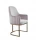 Luxury gold stainless steel dining chair baby pink velvet upholstery armrest chair for living room