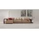 European Modern Style World Class Living Room Furniture Off-white and Brown Fabric and Leather Sectional Sofa Sets
