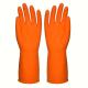 Orange Color Cotton Flocklined Kitchen Rubber Gloves garderning Use Natural Latex
