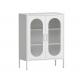 OEM ODM Swing Glass Door Storage Cabinet With 4 Adjustable Foot