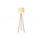 9W Tall Wooden Tripod Floor Lamp With Remote Floor Polished Chrome Finish