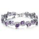 Women Platinum Plated Purple Cubic Zirconia Bracelet Wedding Jewelry(JDS924PURPLE)