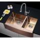 Farmhouse Apron Front Double Bowl Kitchen Sink 16 Gauge PVD Nano