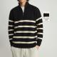 High-Performance Men s Sweaters with Ribbed Collar Style and Half zip striped sweater Pattern