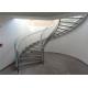 White Marble Tread Curved Exterior Stairs , Modern Marble Stairs No Fixed Central Column