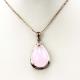 18k Rose Gold Plated Silver Bead ChainPink Cubic Zirconia Pendant Necklace (PSJ0216)