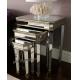 3 Set Mirrored Side Tables For Bedroom , Silver Modern Mirrored Furniture