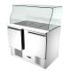 AISI 304 Pizza Prep Table Refrigerator Round corner hygiene With Glass Cover