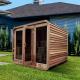 Outdoor Rustic Cedar Steam Sauna Rounded Square With Bitumen Shingle Roofing
