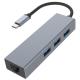 3 Port 3.0 USB C Hubs To Ethernet Gigabit RJ45 LAN Adapter Grey Color