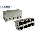 Through Hole Mounting 2x4 Stacked RJ45 Connectors 1G Ethernet With Surge Protection